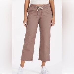 Vuori Women's Large Ripstop Wide-Leg Pant Beige Hiking Outdoors Organic Cotton